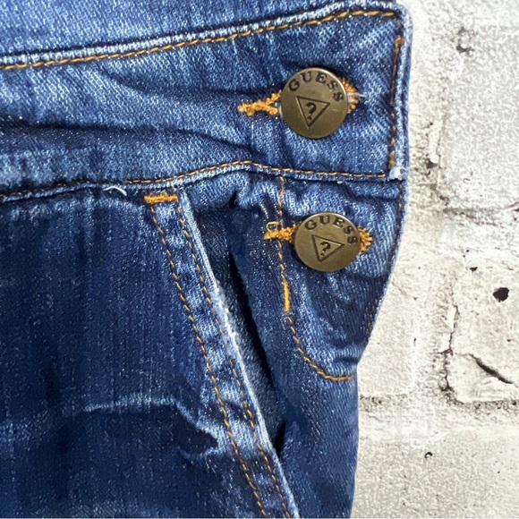 Guess Distressed Denim Straight Leg Jean Overalls - Picture 4 of 12